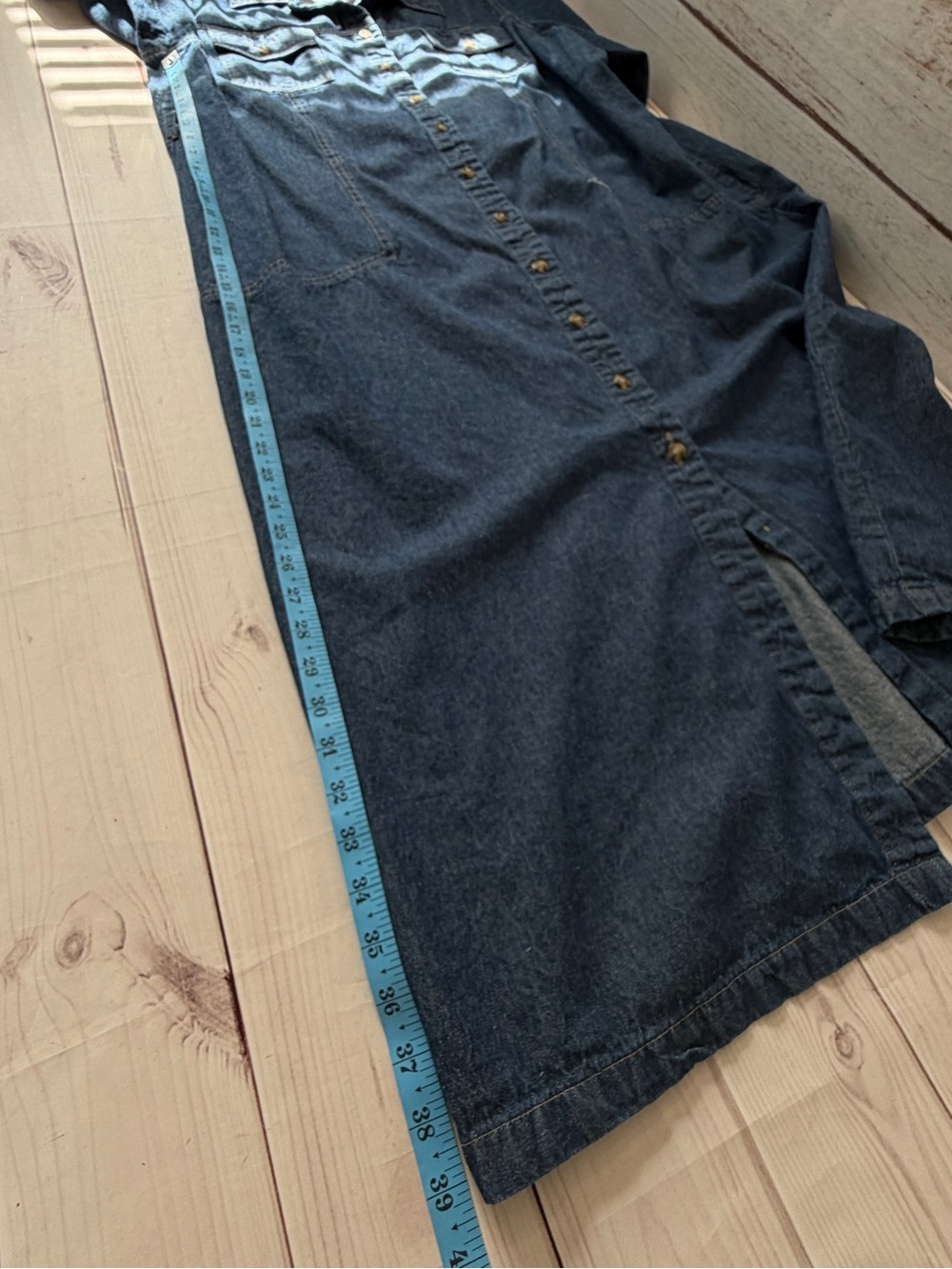 Original TY Wear 3X Denim Maxi Shirt Dress Duster Button Front 100% Cotton - Picture 7 of 7